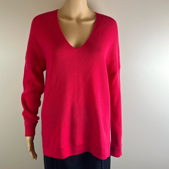 Vince Sweaters - Vince Pink Cashmere Ribbed V-Neck Sweater